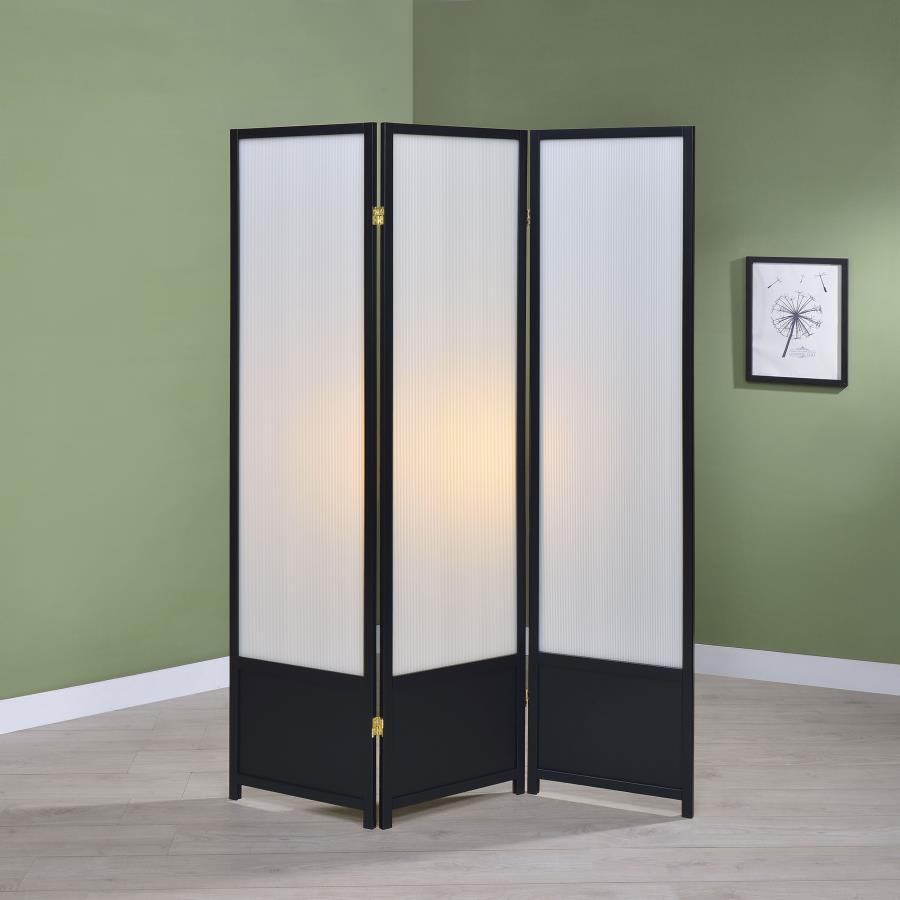 Calix - 3-Panel Room Divider Folding Shoji Screen - Black