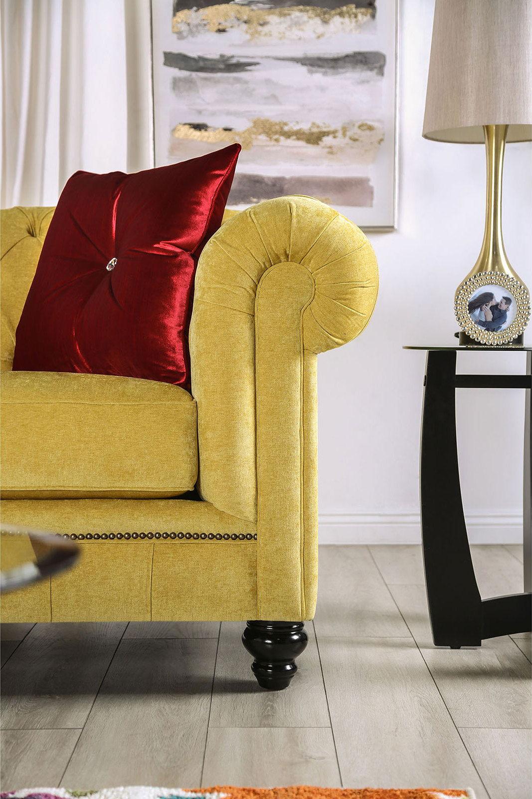 Furniture of America - Eliza - Loveseat - Royal Yellow / Red - 5th Avenue Furniture