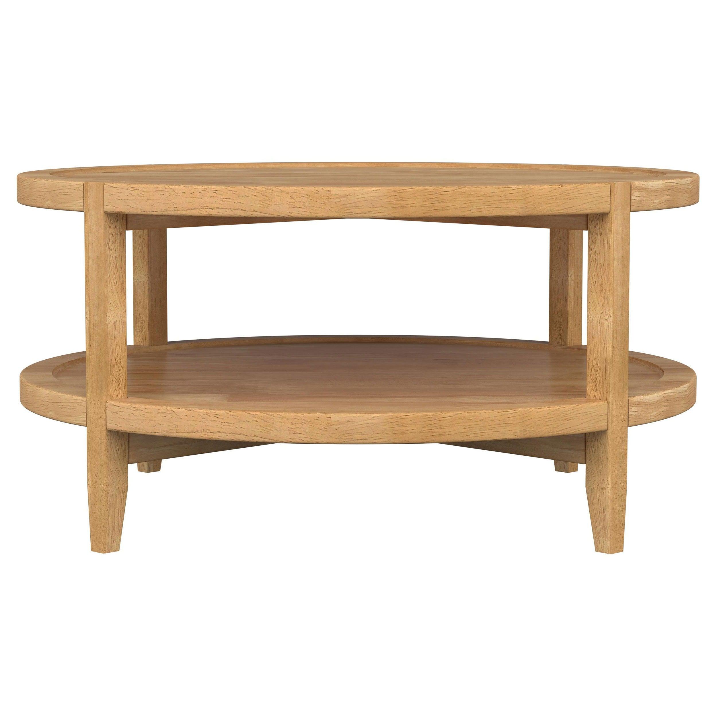 Coaster Fine Furniture - Camillo - Round Solid Wood Coffee Table With Shelf - Maple Brown - 5th Avenue Furniture