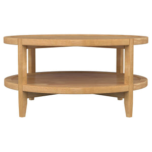 Coaster Fine Furniture - Camillo - Round Solid Wood Coffee Table With Shelf - Maple Brown - 5th Avenue Furniture