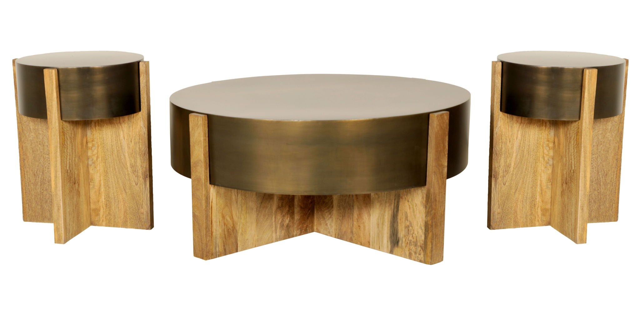 Aspen - 42" Round Cocktail Table With 2 End Tables - Barton Bronze