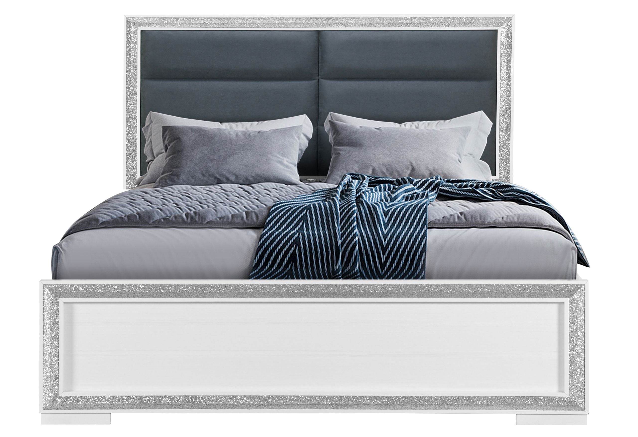 Andros - King Bed With LED - Silver