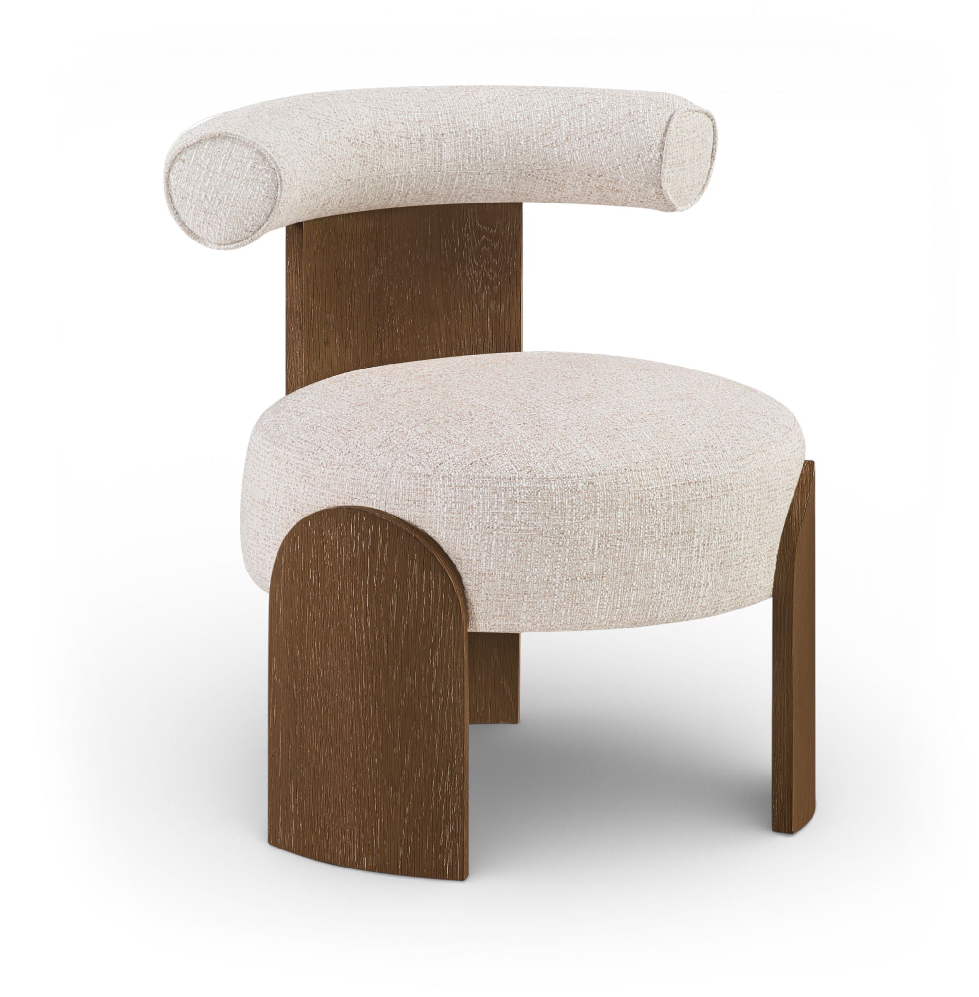 Calder - Linen Textured Fabric Upholstered Accent Chair - Painted Brown Base