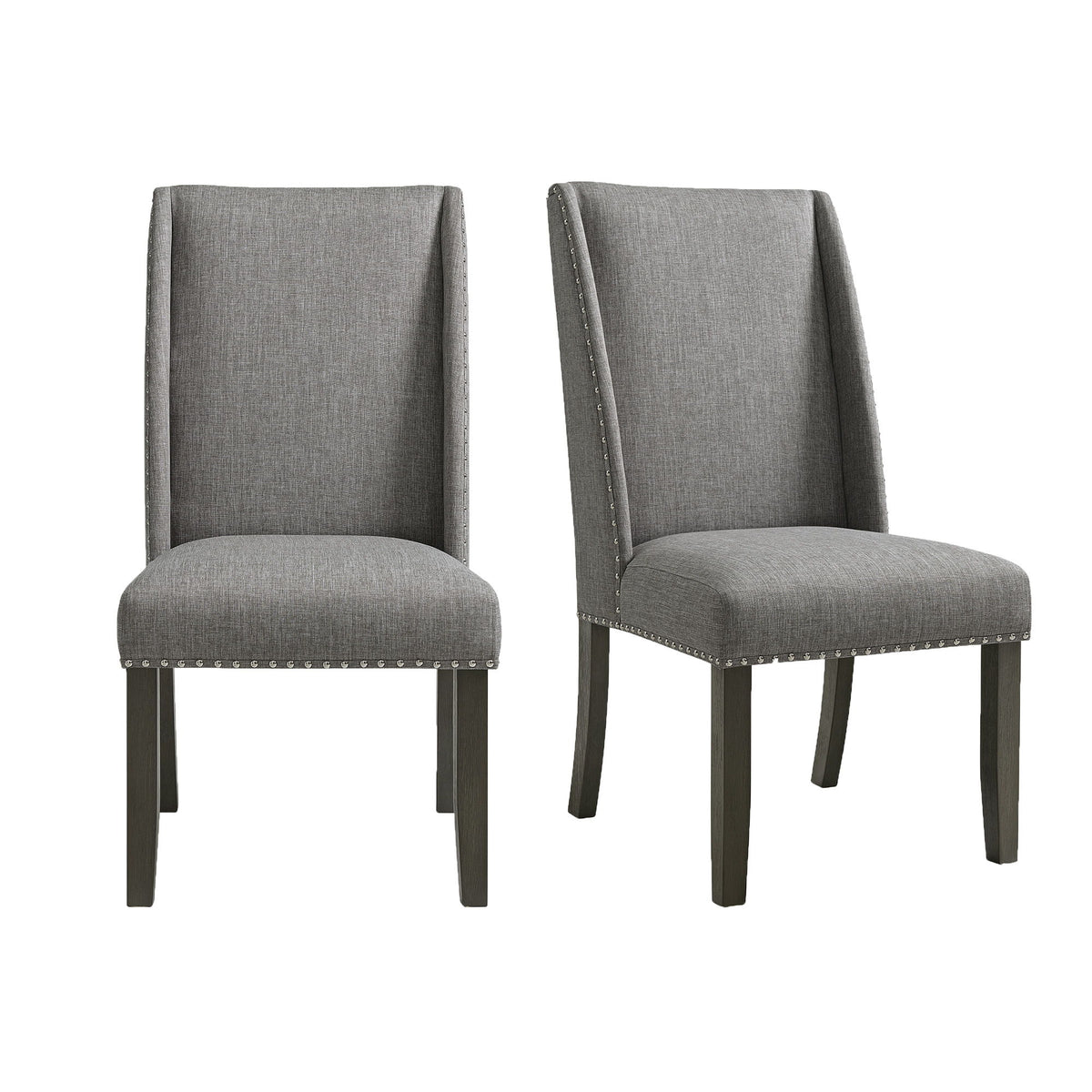 Everdeen - Side Chair With Gray Fabric and Nail Heads (Set of 2) - Charcoal