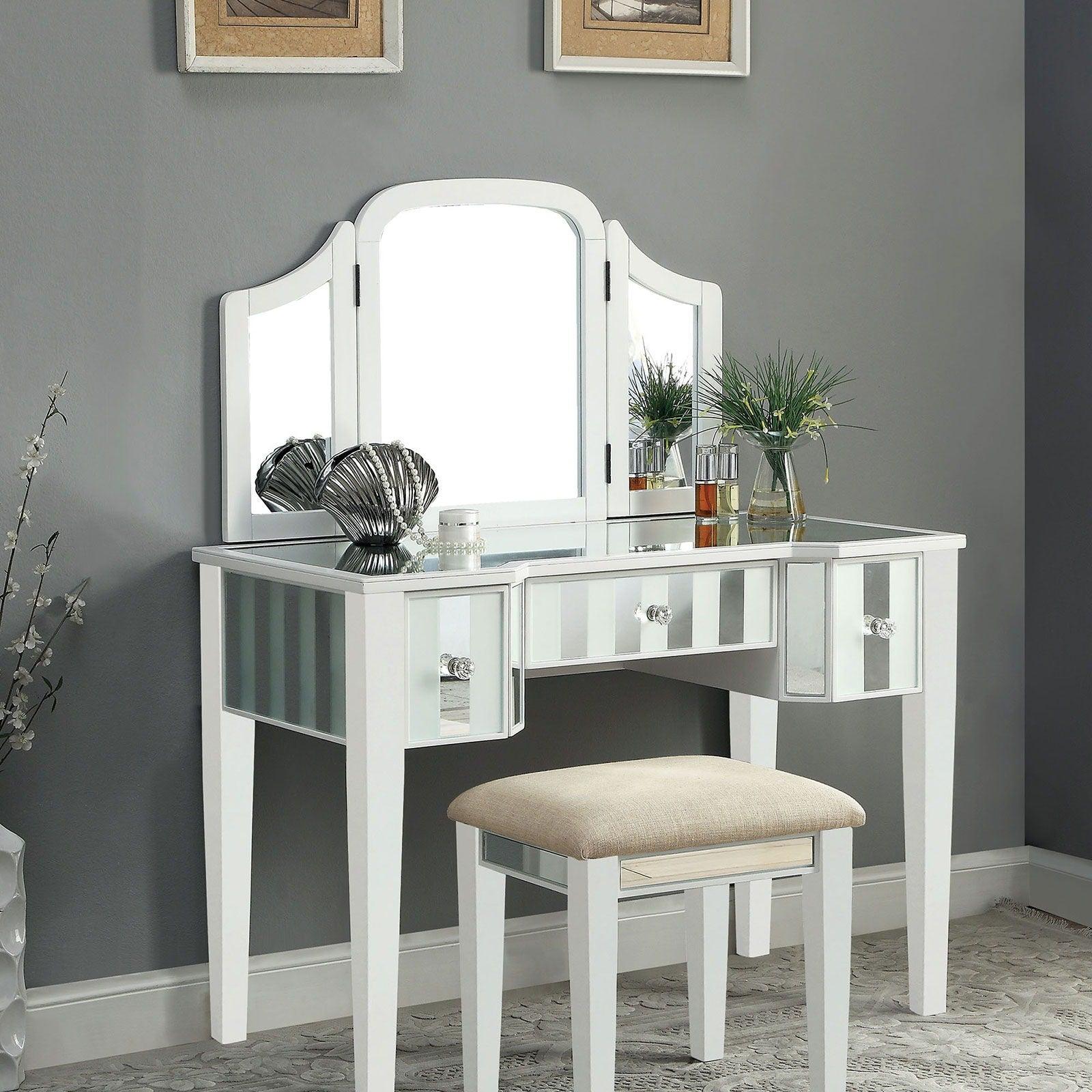 Furniture of America - Cyndi - Vanity With Stool - White - 5th Avenue Furniture