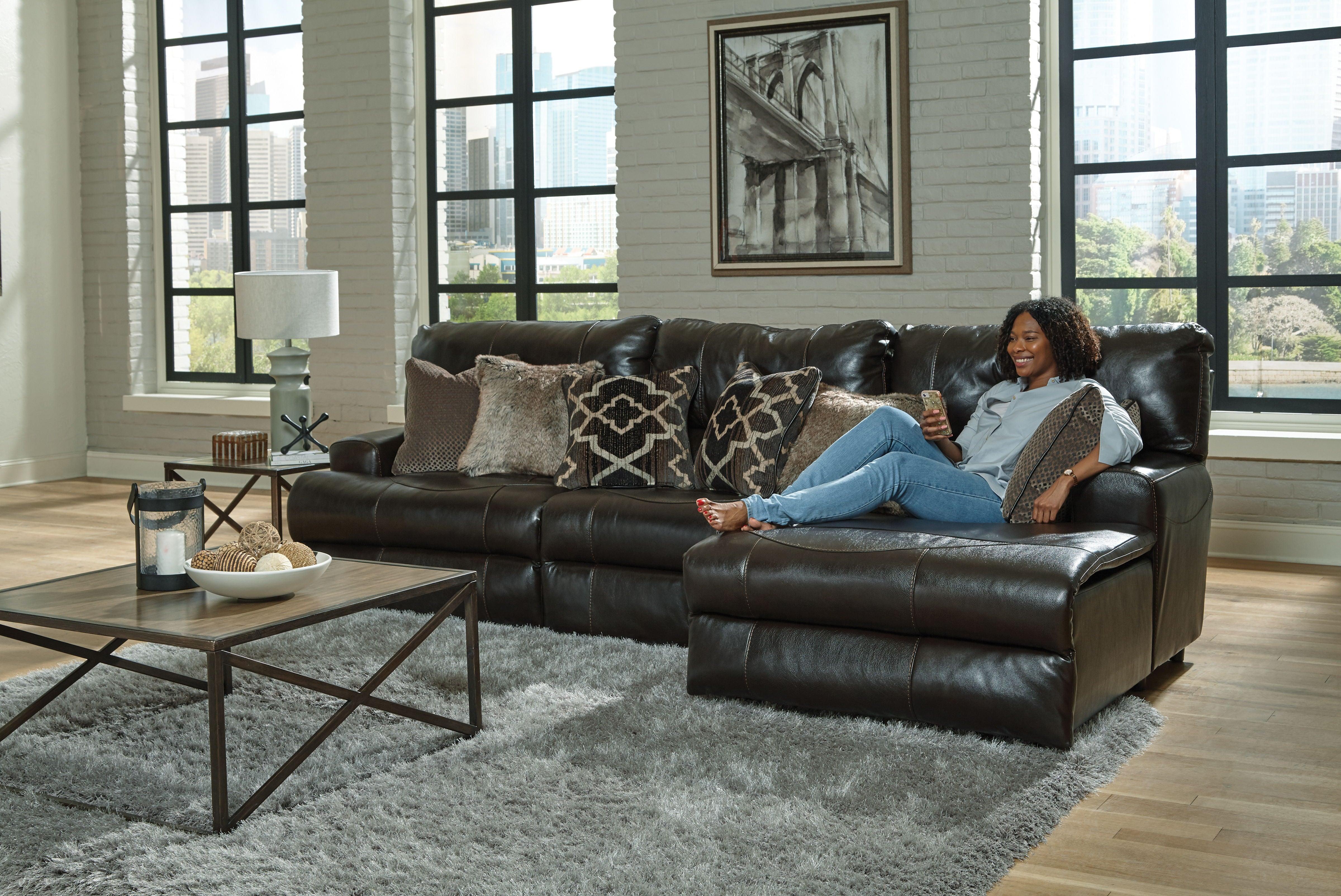 Catnapper - Como - 3 Piece Italian Leather Match Reclining Sofa - 5th Avenue Furniture