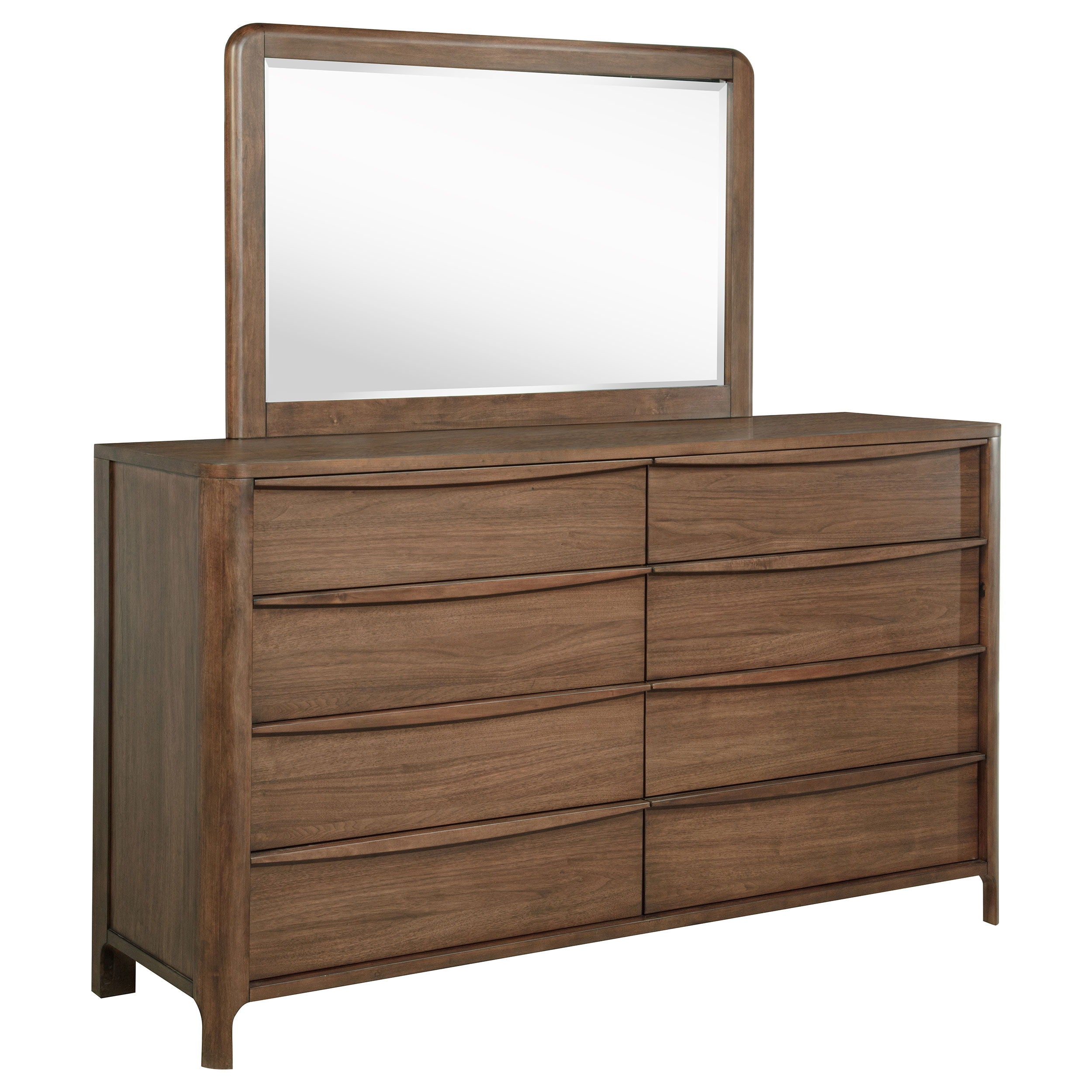 Maderia - 8-Drawer Dresser And Mirror - Walnut