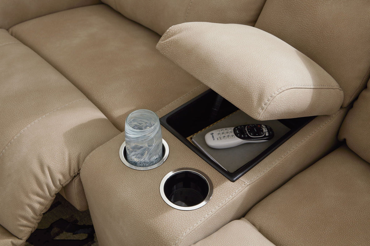 Next-Gen DuraPella Sand 6-piece console with hidden storage and two cup holders