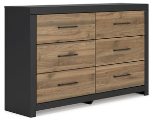 Signature Design by Ashley® - Vertani - Black / Honey Brown - Six Drawer Dresser - 5th Avenue Furniture