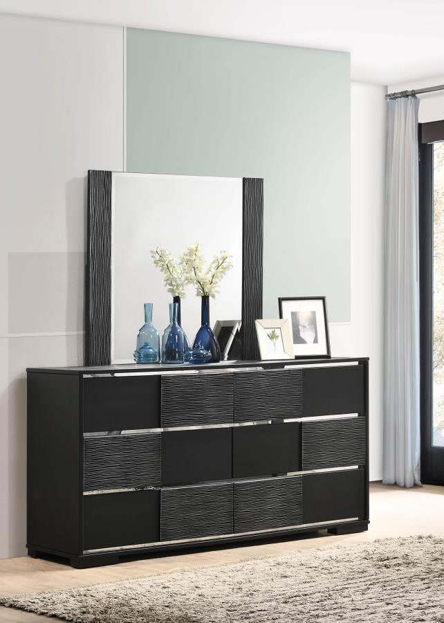 CoasterEveryday - Blacktoft - 6-drawer Dresser With Mirror - Black - 5th Avenue Furniture