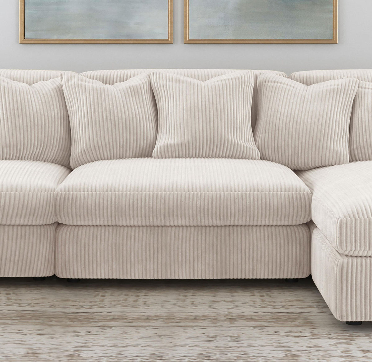 Blaine Corduroy Armless Chair with Reversible Cushions Sand