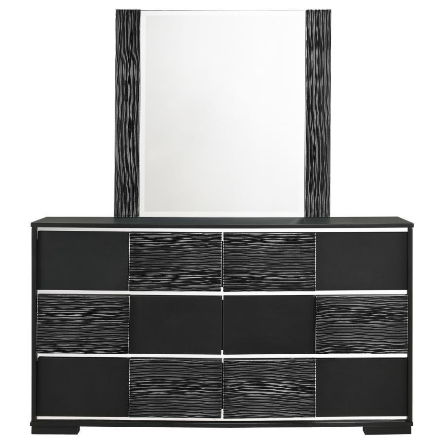 CoasterEveryday - Blacktoft - 6-drawer Dresser With Mirror - Black - 5th Avenue Furniture