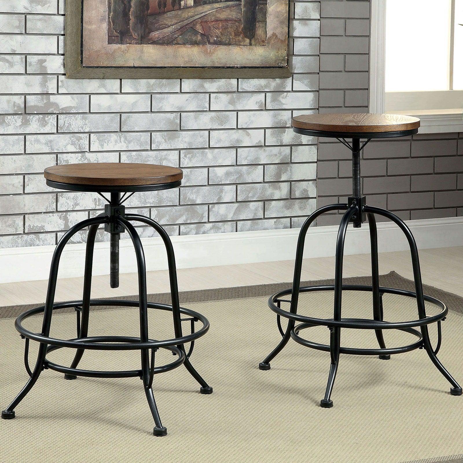 Furniture of America - Silvia - Counter Height Stool (Set of 2) - Black / Medium Oak - 5th Avenue Furniture