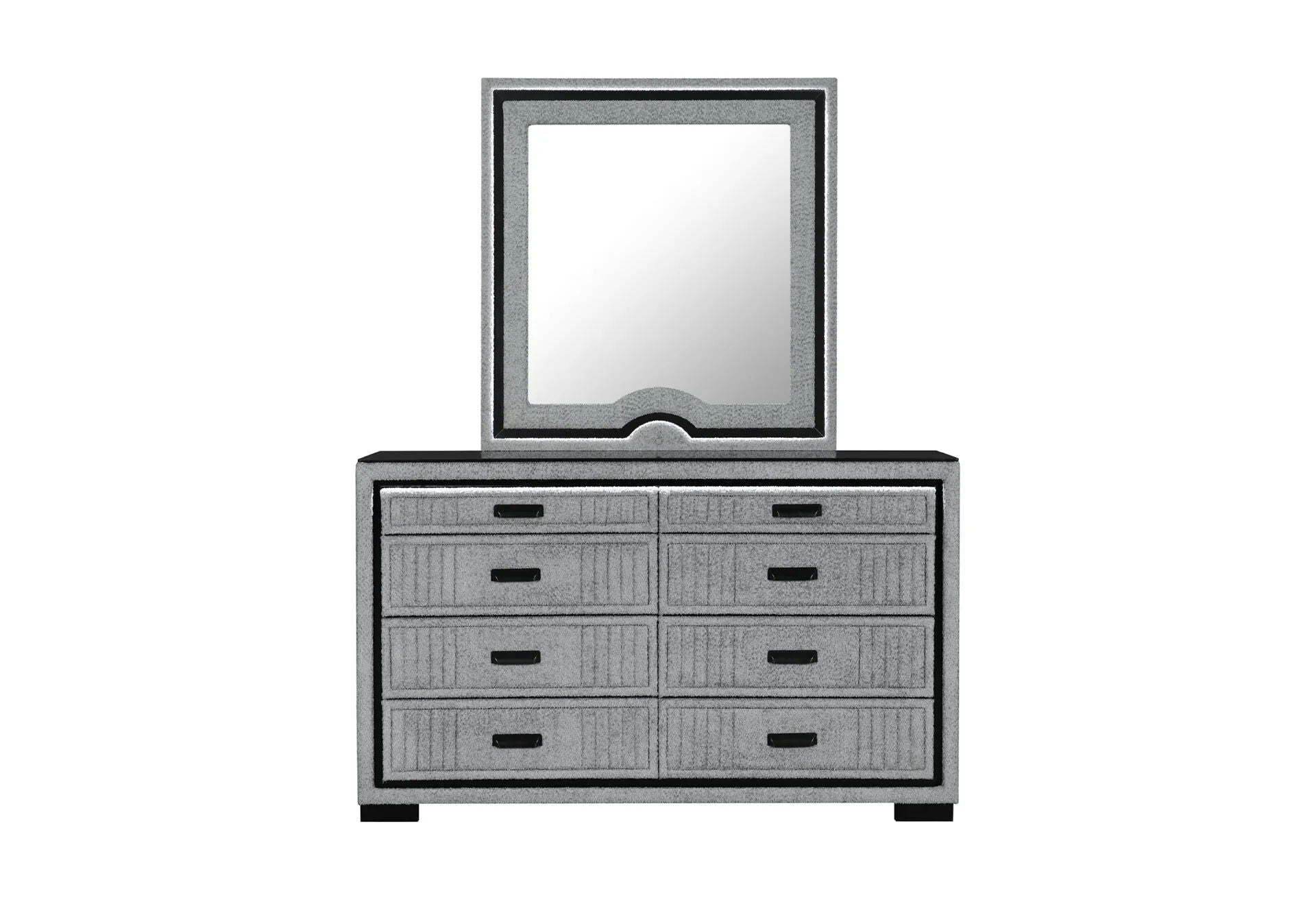 Isabella - 5pc King Complete Bedroom Set (Queen Bed Group With LED, TV Lift, Bluetooth Speaker And Fireplace Crystal) - Gray
