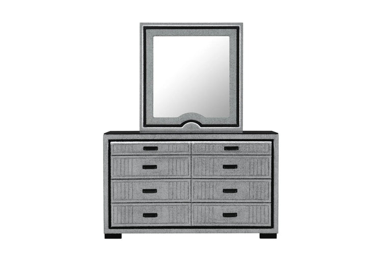 Isabella - 5pc King Complete Bedroom Set (Queen Bed Group With LED, TV Lift, Bluetooth Speaker And Fireplace Crystal) - Gray