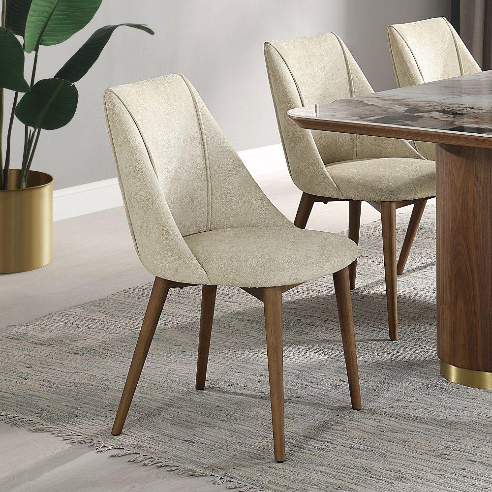 ACME - Willene - Side Chair (Set Of 2) - Beige And Walnut - 5th Avenue Furniture