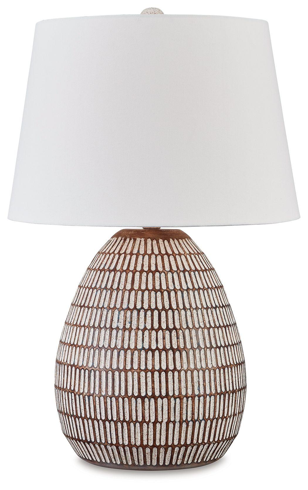 Signature Design by Ashley® - Darrich - Beige / White - Metal Table Lamp - 5th Avenue Furniture