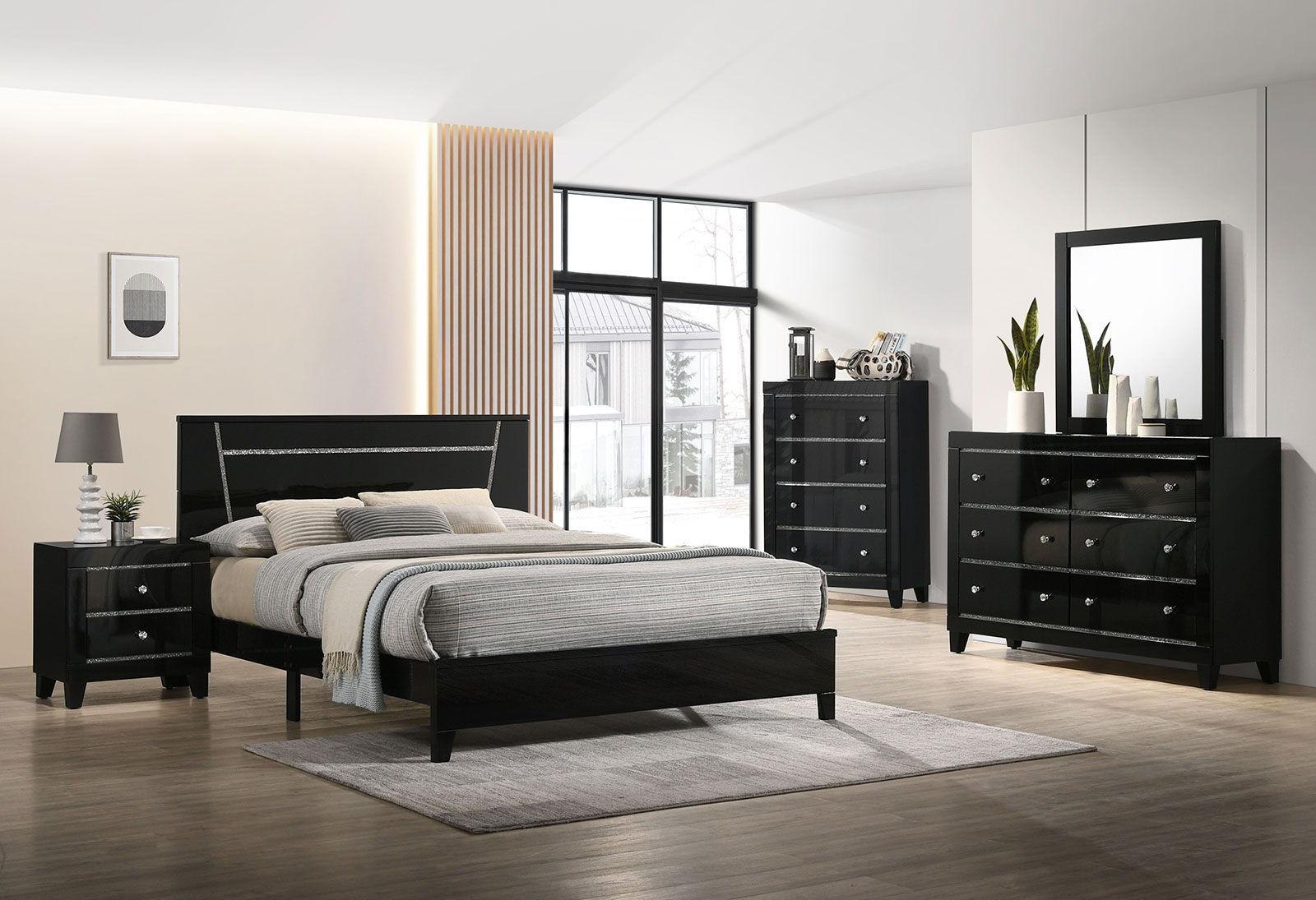 Furniture of America - Magdeburg - California King Bed - Black - 5th Avenue Furniture