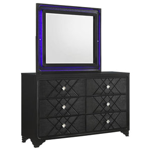 CoasterEssence - Penelope - 6-drawer Dresser With Mirror - Black - 5th Avenue Furniture