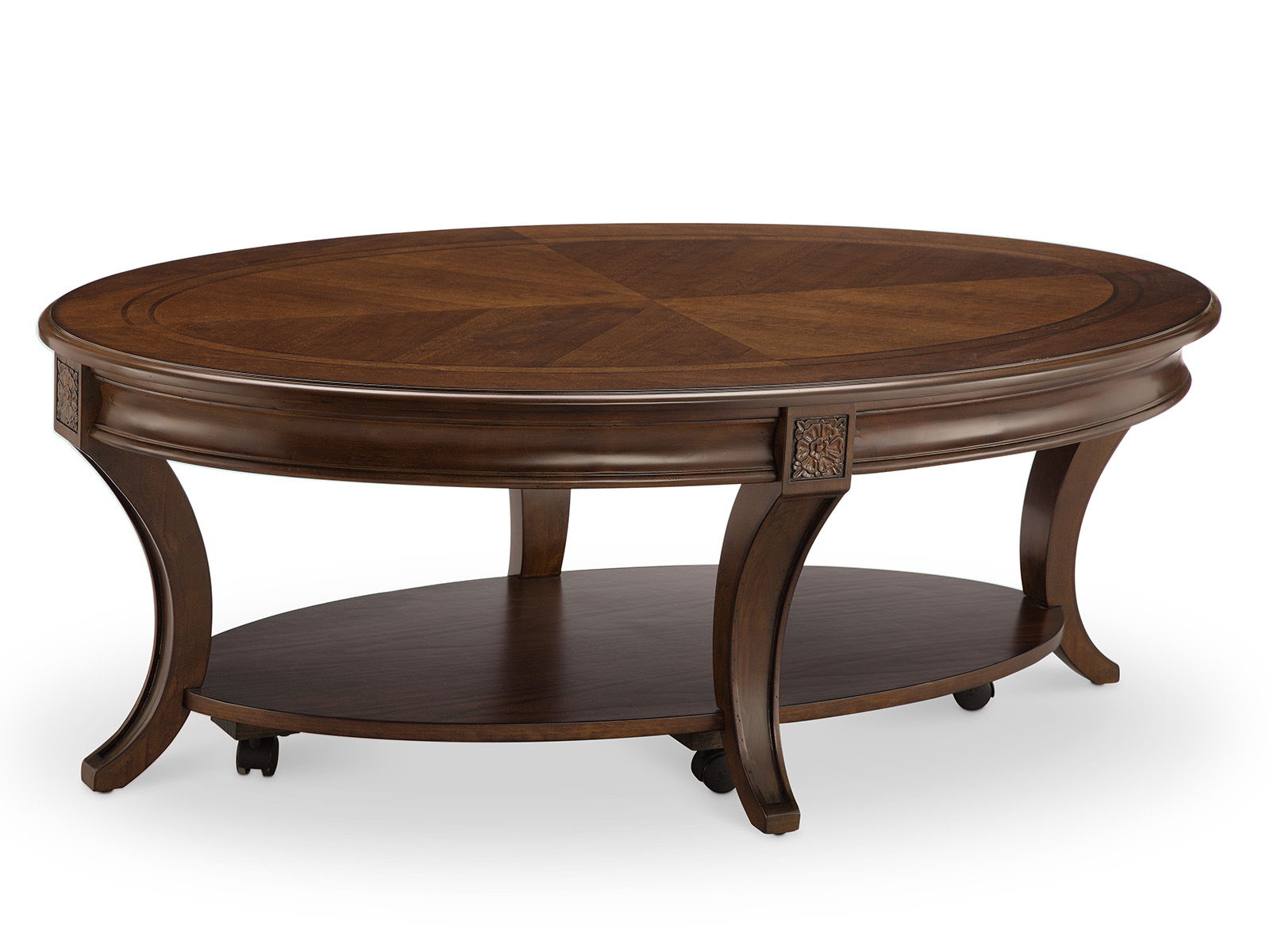 Winslet - Oval Cocktail Table (With Casters) - Cherry