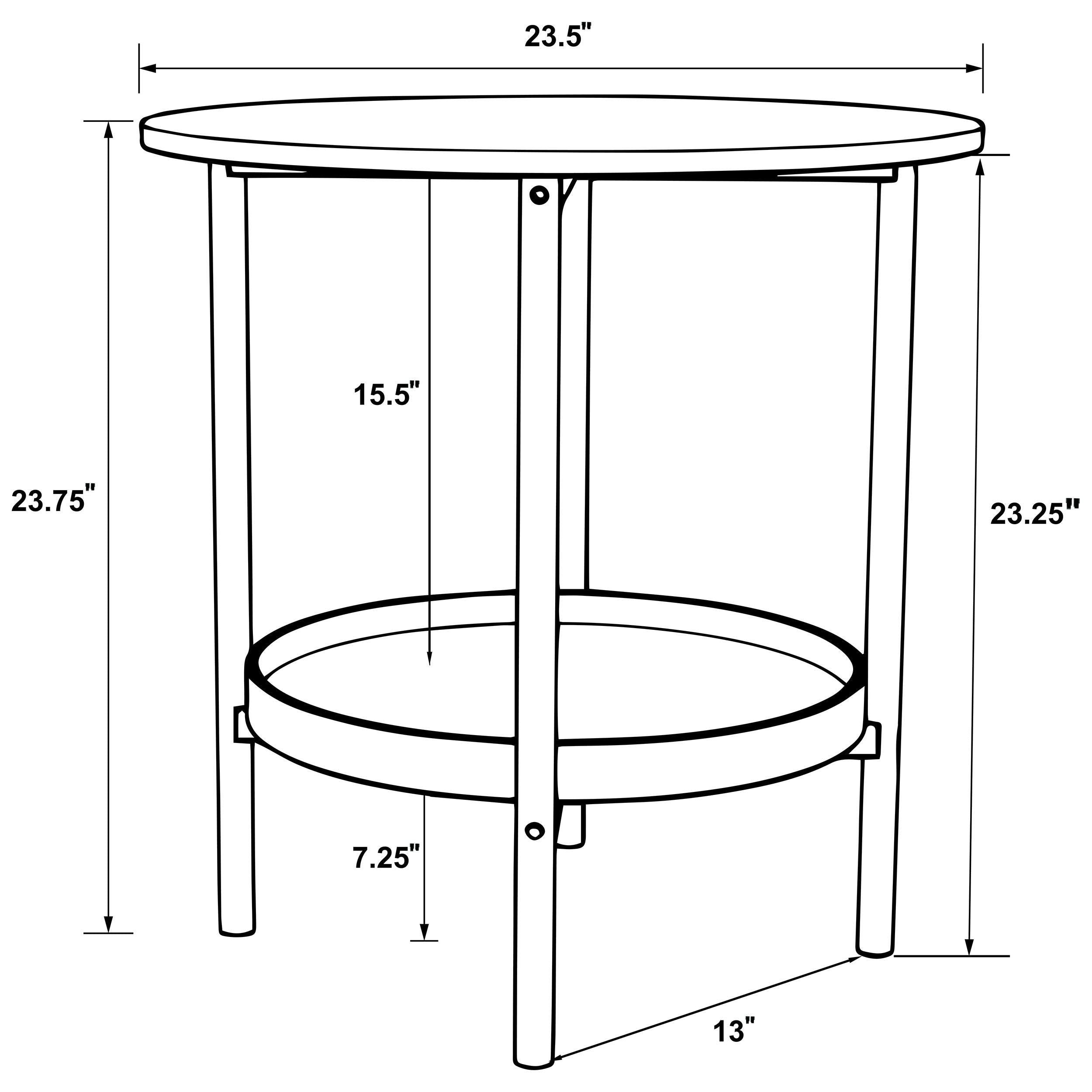 Coaster Fine Furniture - Delfin - Round Glass Top End Table With Shelf - Black / Brown - 5th Avenue Furniture