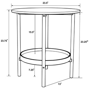 Coaster Fine Furniture - Delfin - Round Glass Top End Table With Shelf - Black / Brown - 5th Avenue Furniture