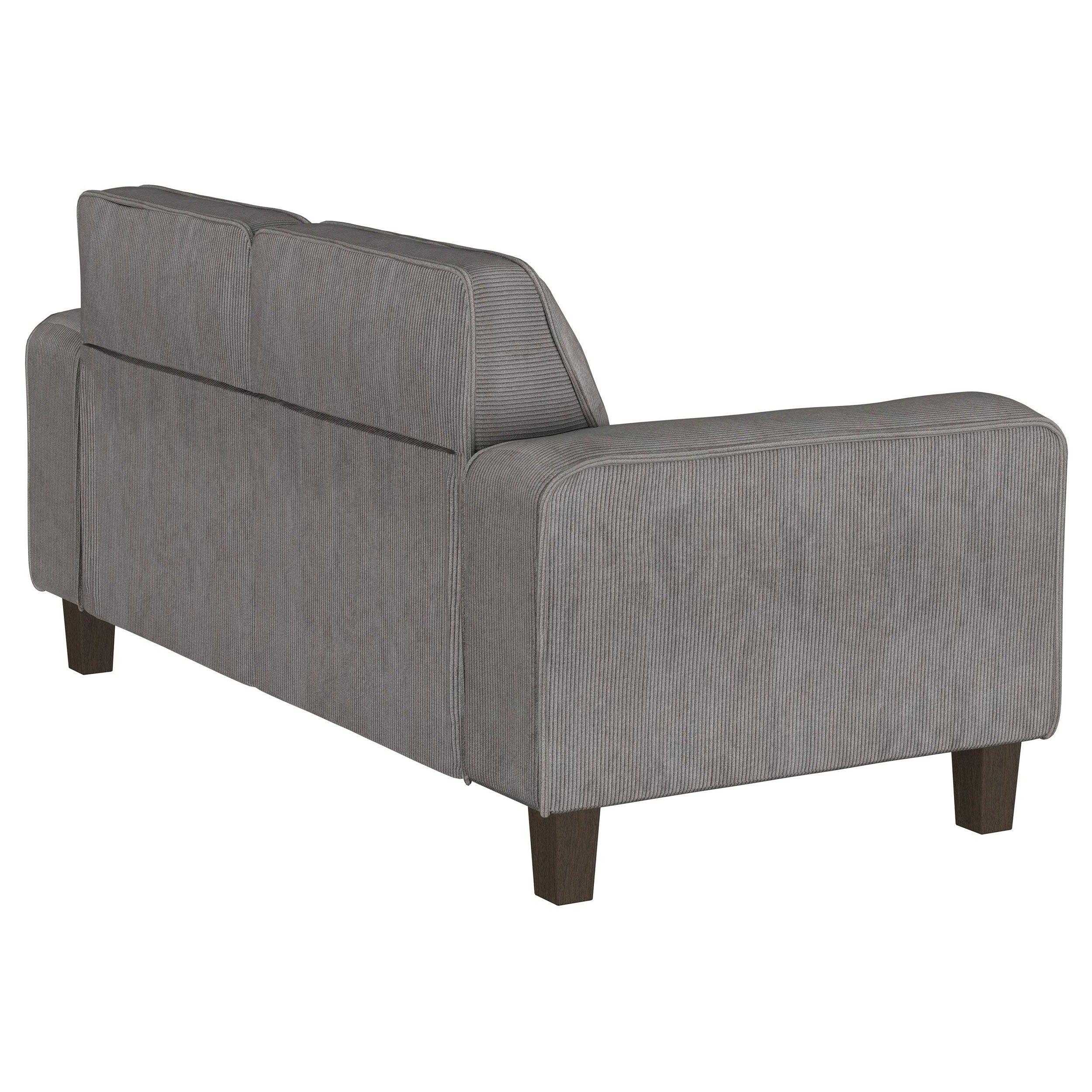 Coaster Fine Furniture - Deerhurst - Upholstered Tufted Track Arm Loveseat - Charcoal - 5th Avenue Furniture