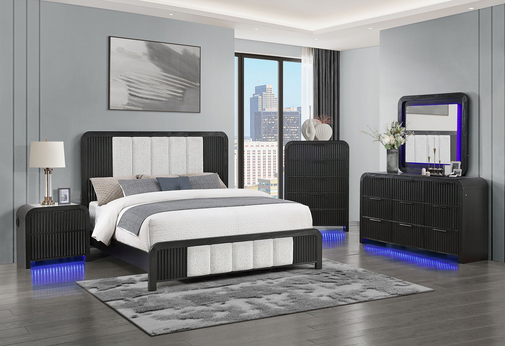 Beckett - 5 Piece King Bedroom Set With Cooler And Speaker - Black