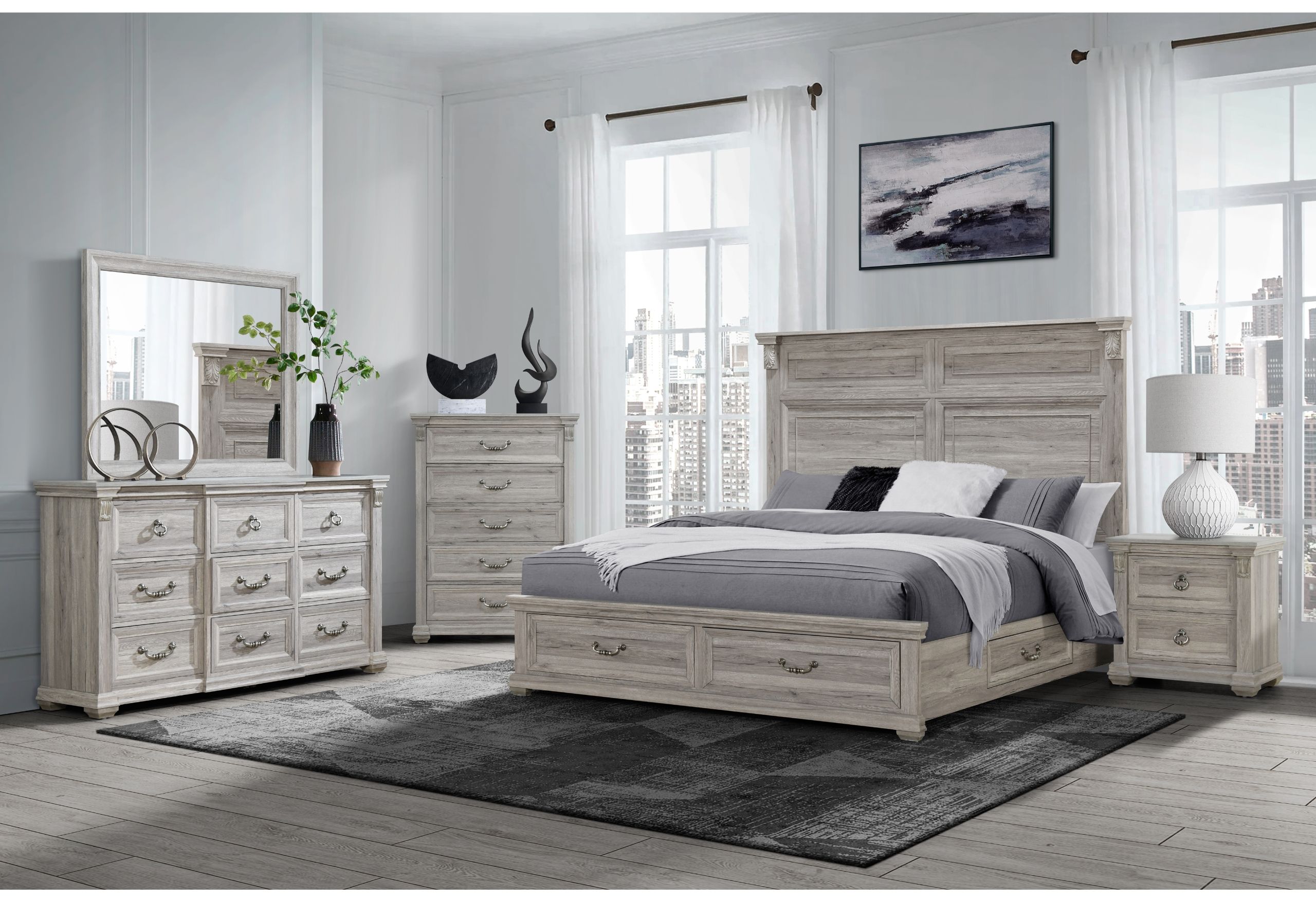 Tatum - 5 Piece King Bedroom Set With Storage - Natural