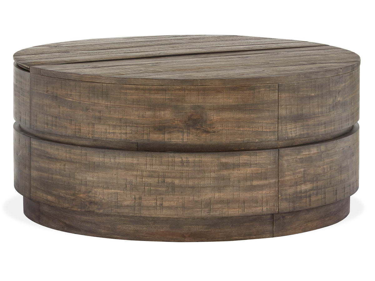 Baisden - Round Lift Top Cocktail Table With Casters - Tobacco