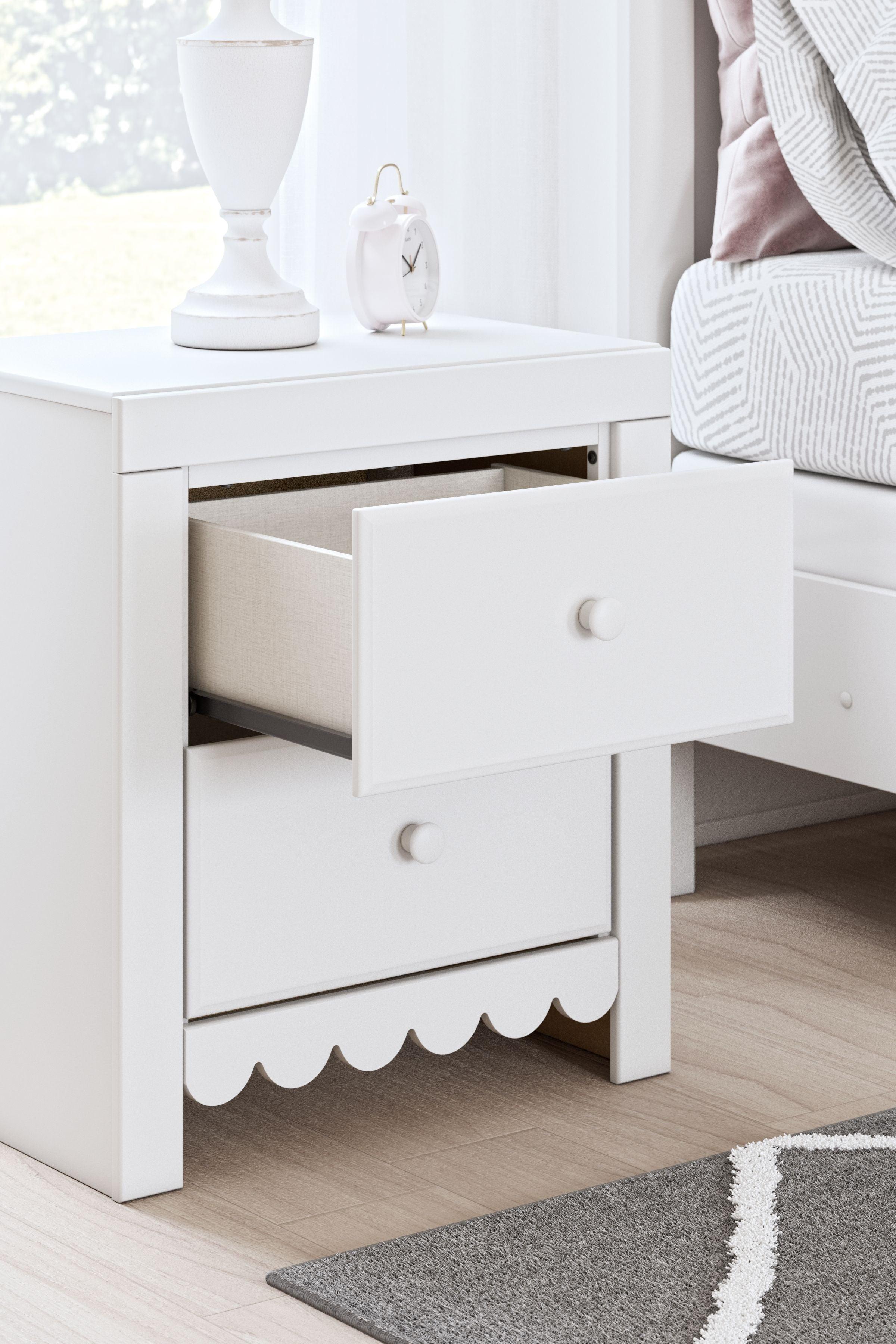 Signature Design by Ashley® - Mollviney - White - Two Drawer Night Stand - 5th Avenue Furniture