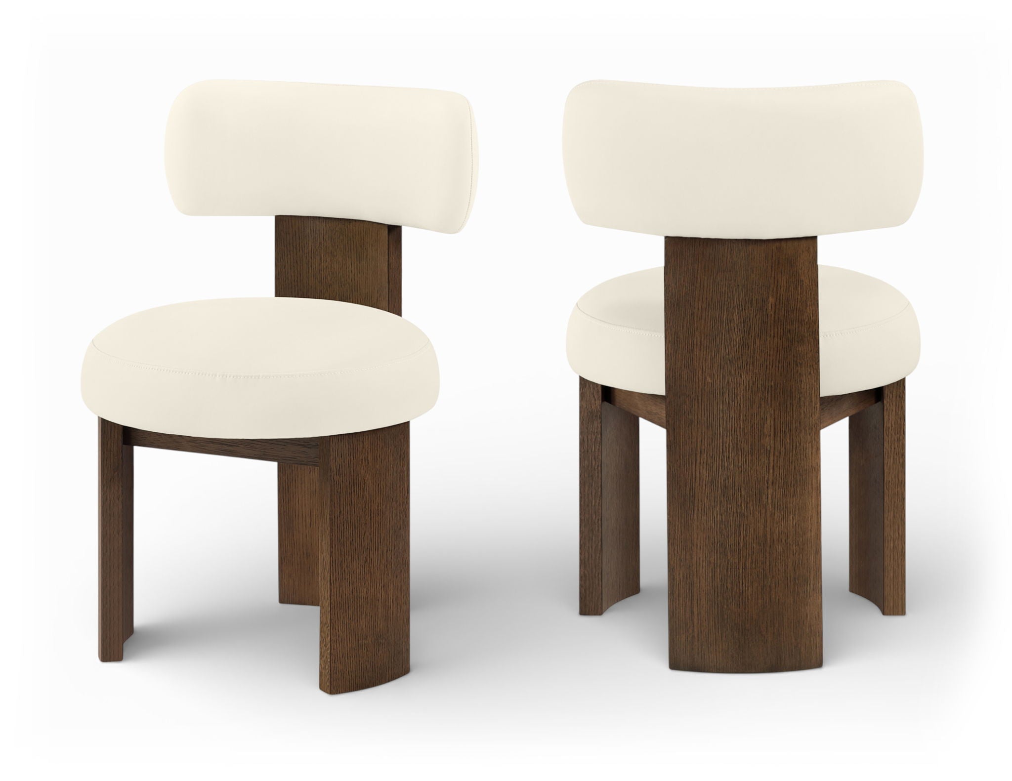 Atelier - Vegan Leather Upholstered Dining Chair (Set of 2) - Cream / Painted Brown