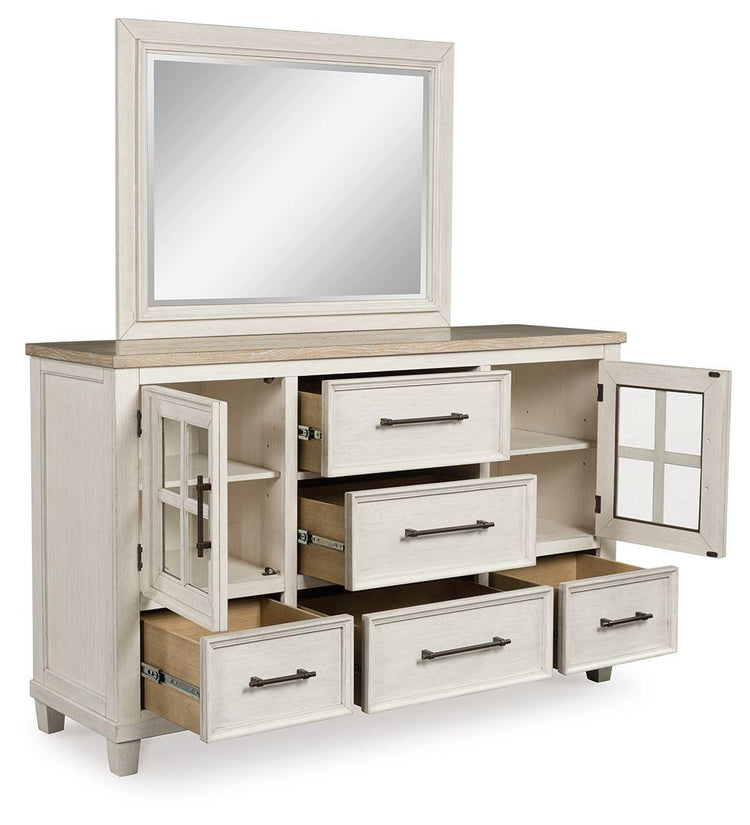 Benchcraft® - Shaybrock - Antique White / Brown - Dresser And Mirror - 5th Avenue Furniture