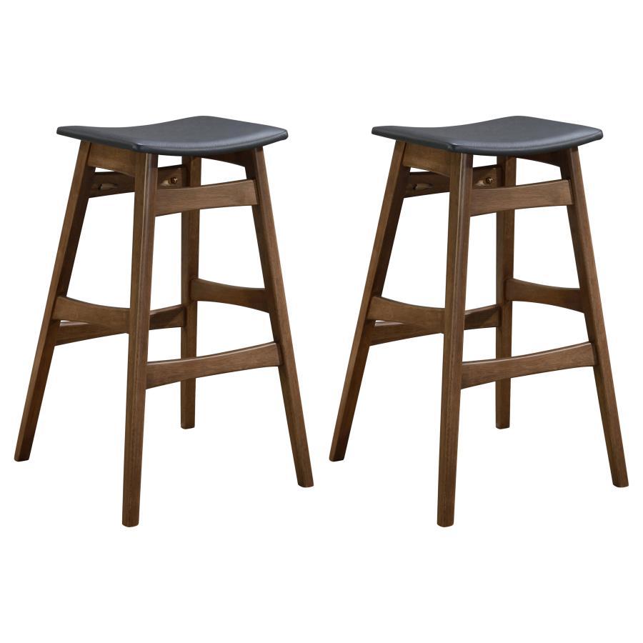 Finnick - Tapered Legs Bar Stools (Set of 2) - Dark Gray And Walnut