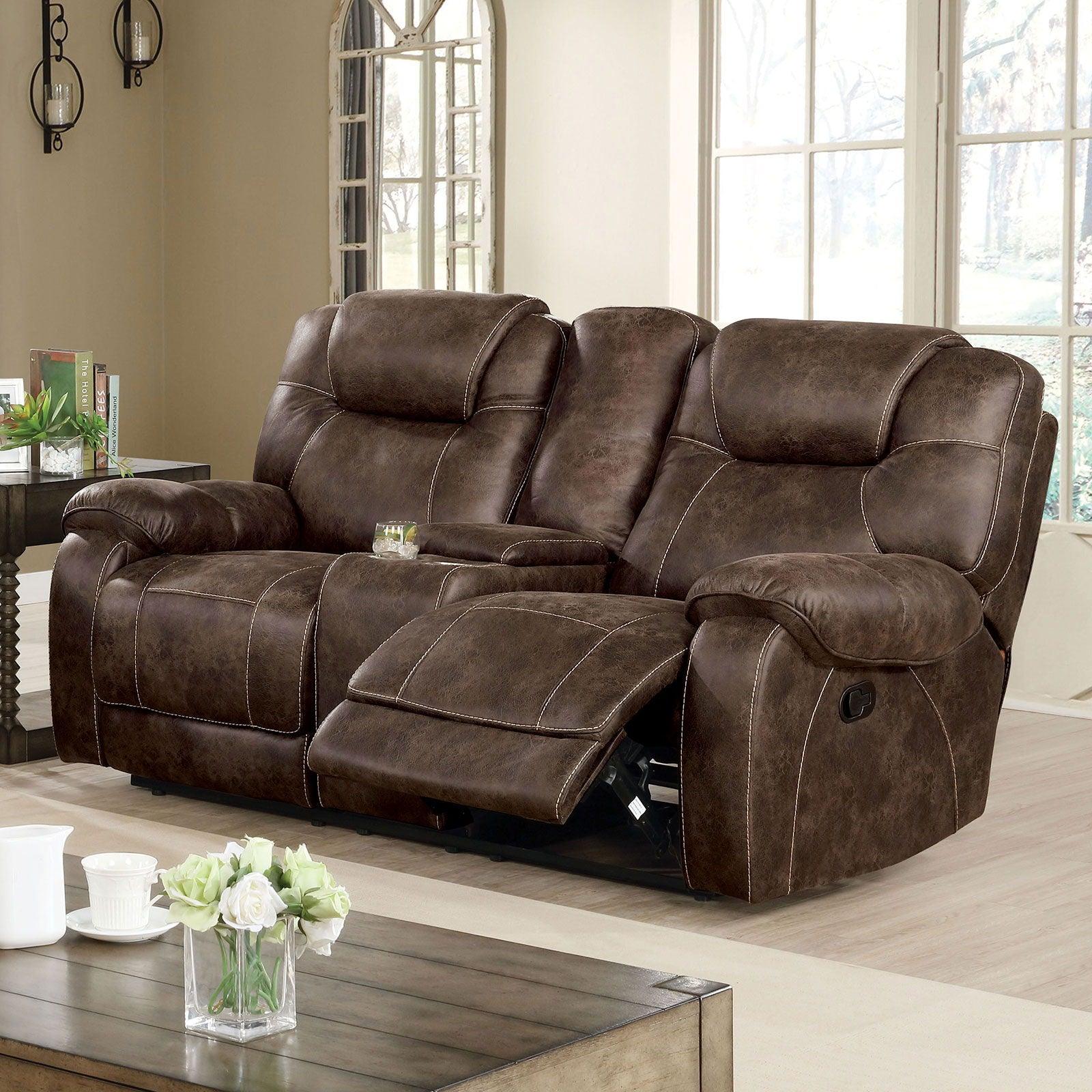 Furniture of America - Kennedy - Motion Loveseat - Dark Brown - 5th Avenue Furniture