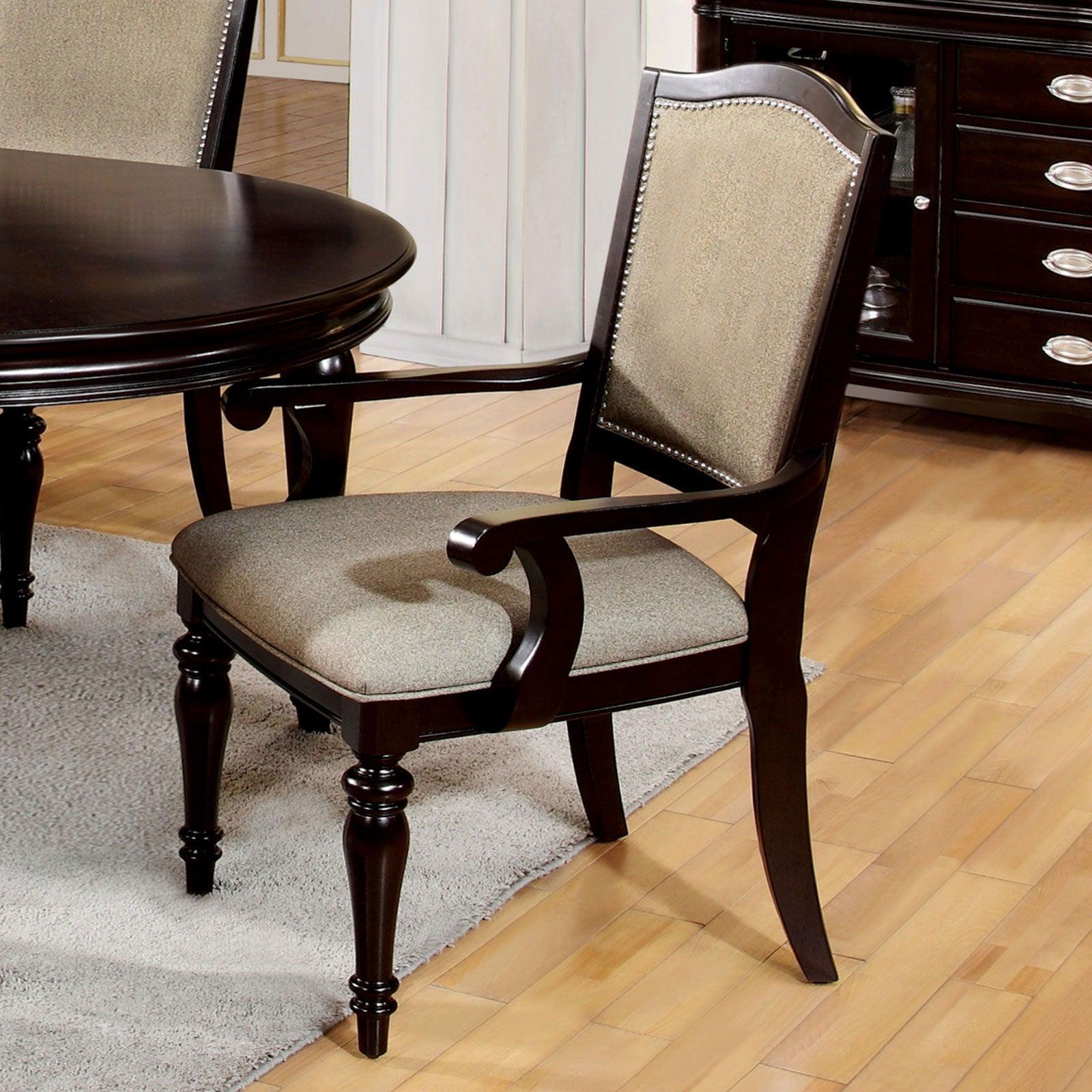 Furniture of America - Harrington - Arm Chair (Set of 2) - Dark Walnut / Tan - 5th Avenue Furniture