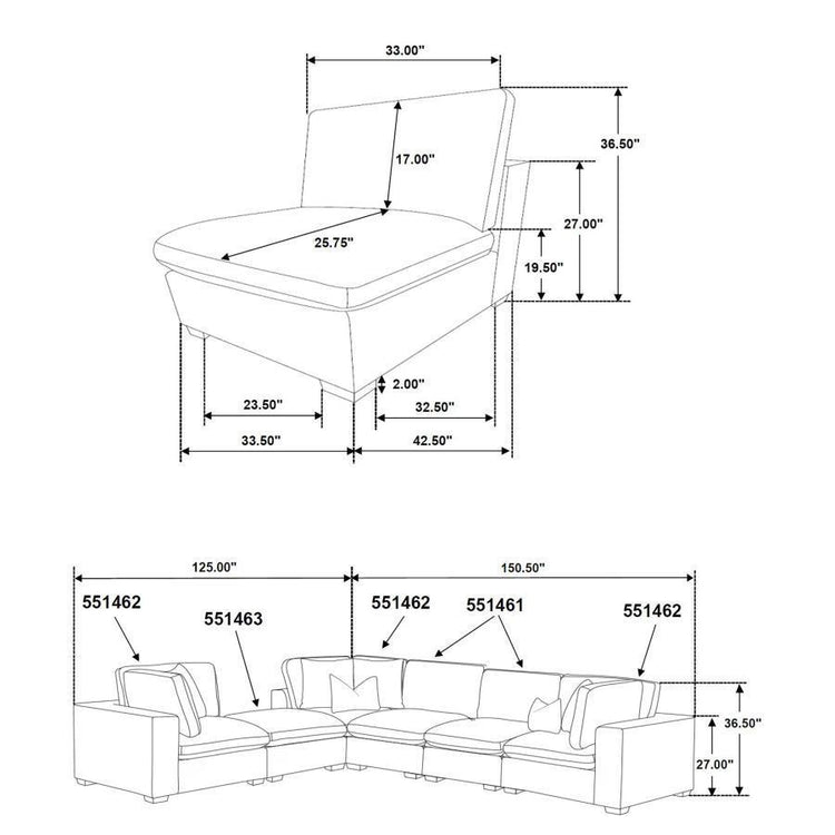 Coaster Fine Furniture - Lakeview - Upholstered Modular Sectional Sofa - 5th Avenue Furniture