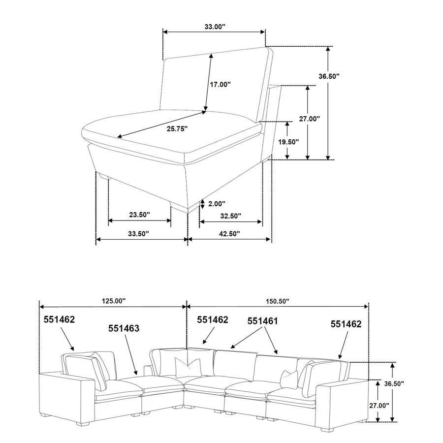 Coaster Fine Furniture - Lakeview - Upholstered Modular Sectional Sofa - 5th Avenue Furniture