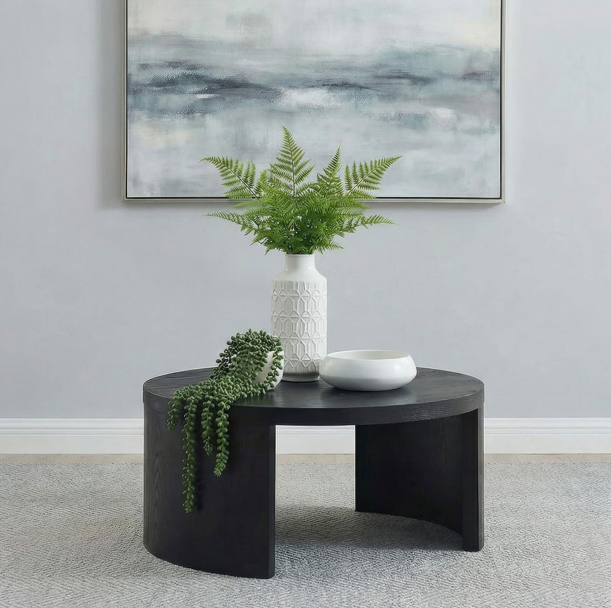 Sweeney 39-inch Round Wood Occasional Cocktail Coffee Table Black