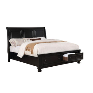 Furniture of America - Castor - Eastern King Bed - Black - 5th Avenue Furniture