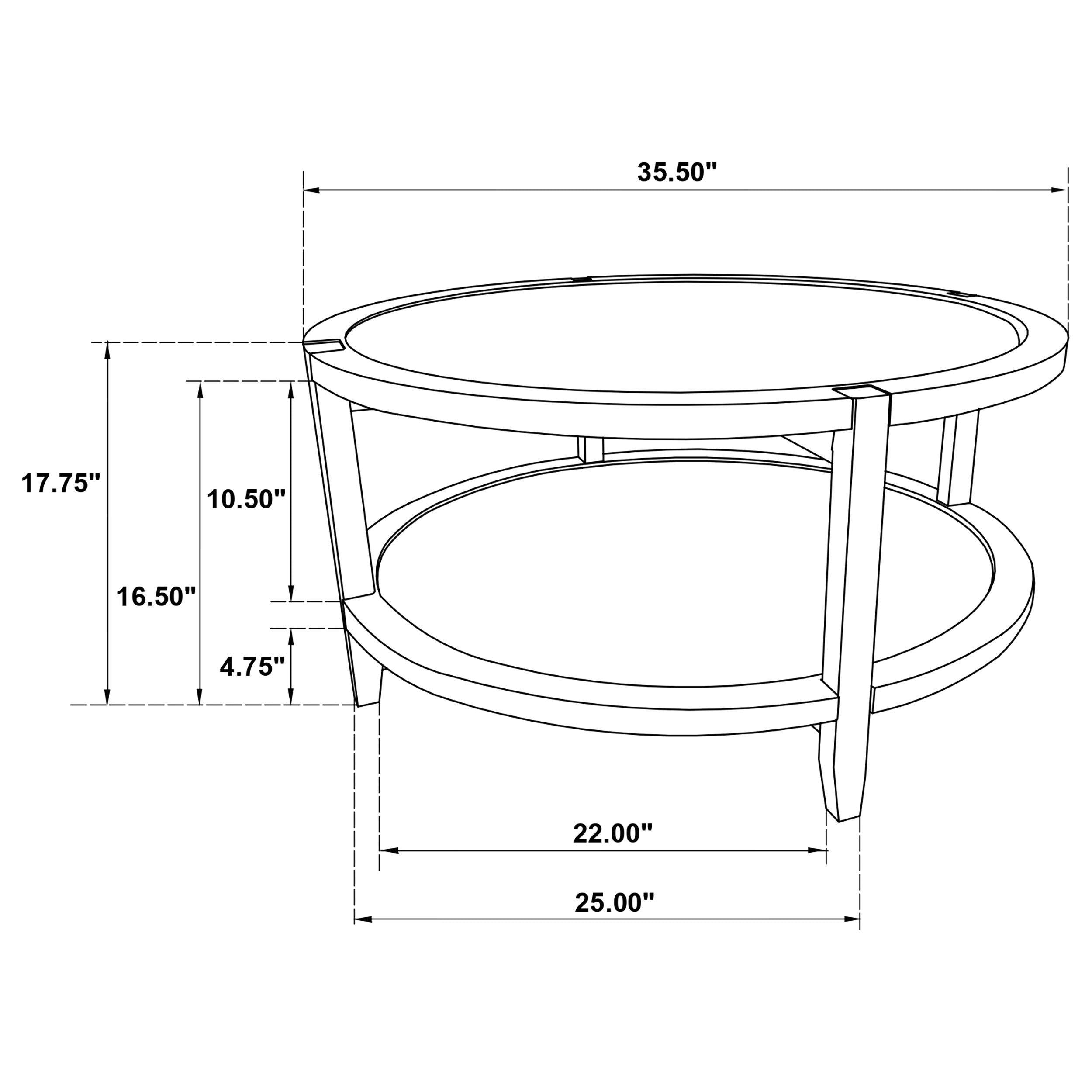 Coaster Fine Furniture - Camillo - Round Solid Wood Coffee Table With Shelf - Maple Brown - 5th Avenue Furniture