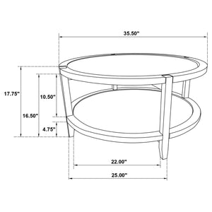 Coaster Fine Furniture - Camillo - Round Solid Wood Coffee Table With Shelf - Maple Brown - 5th Avenue Furniture