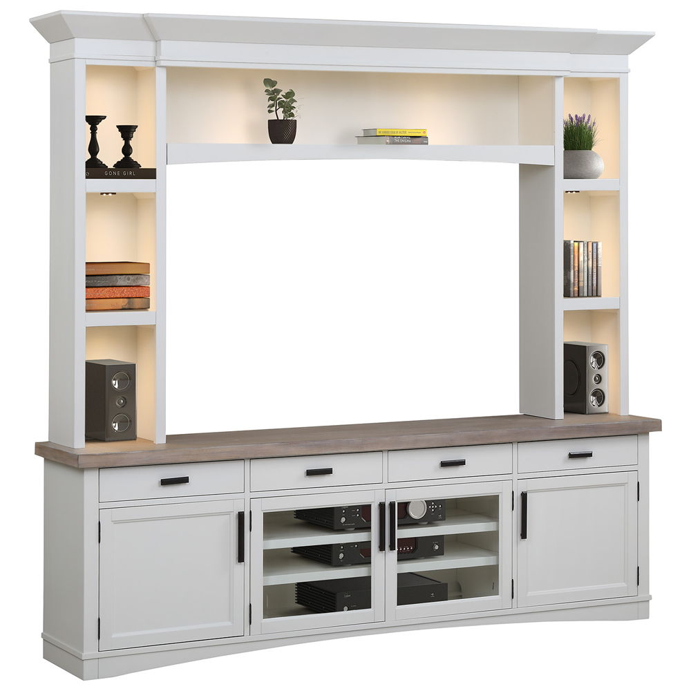 Americana Modern - TV Console with Hutch and LED Lights