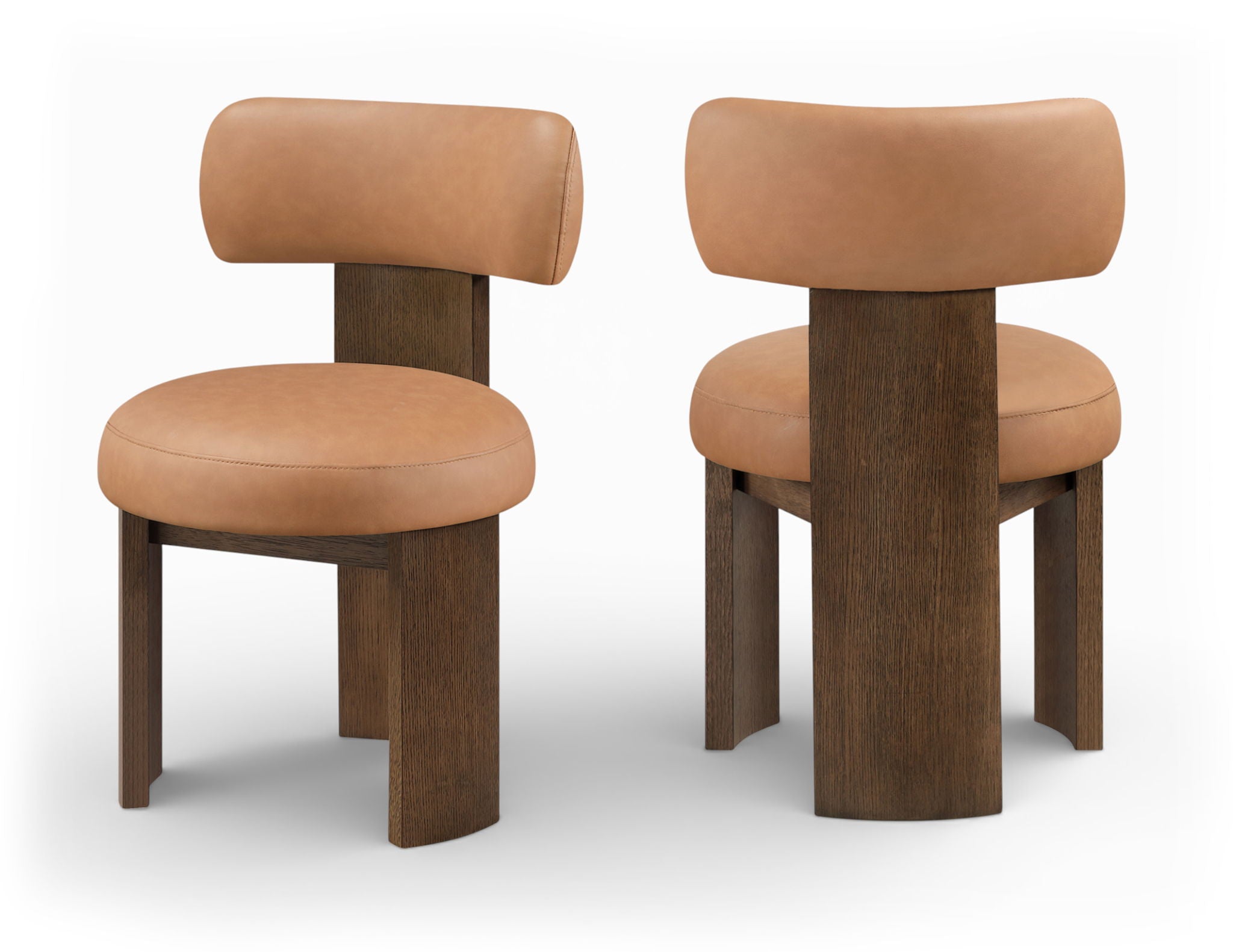 Atelier - Vegan Leather Upholstered Dining Chair (Set of 2) - Cognac / Painted Brown