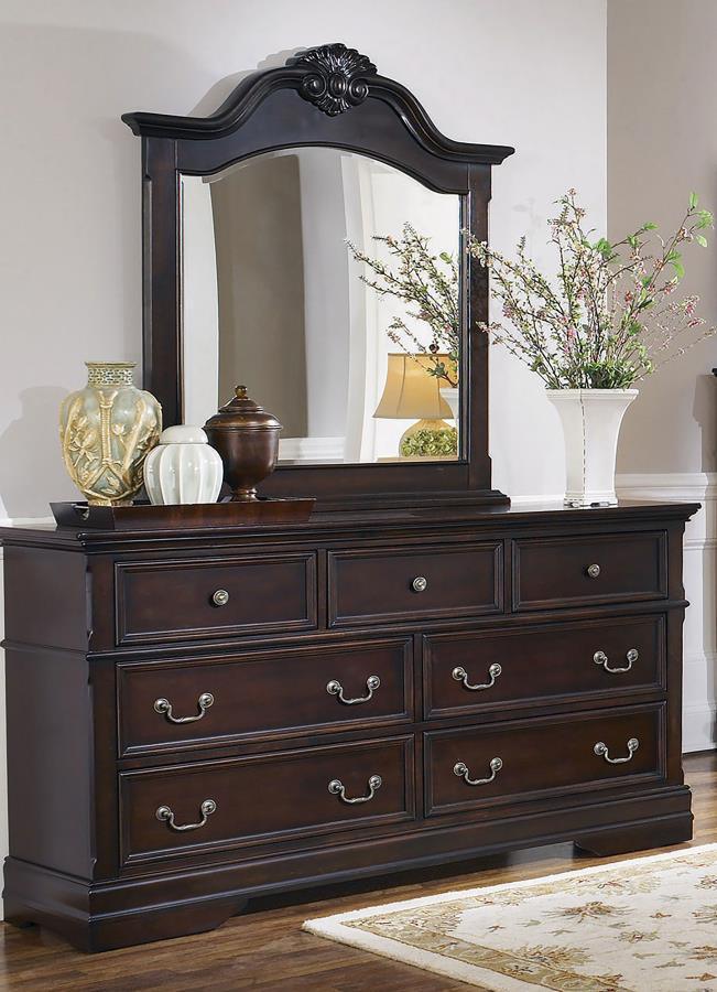 CoasterEssence - Cambridge - 7-drawer Rectangular Dresser With Mirror - Cappuccino - 5th Avenue Furniture