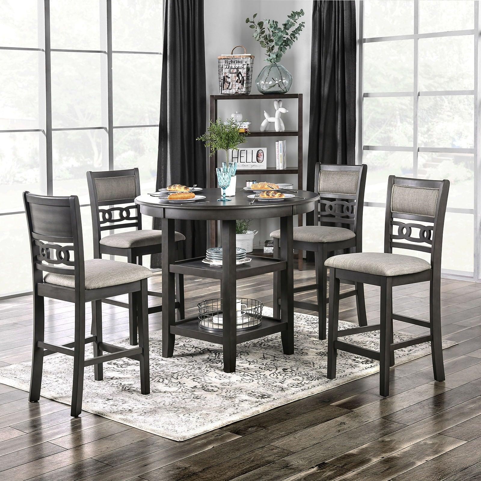 Furniture of America - Milly - 5 Piece Counter Height Set - Gray - 5th Avenue Furniture