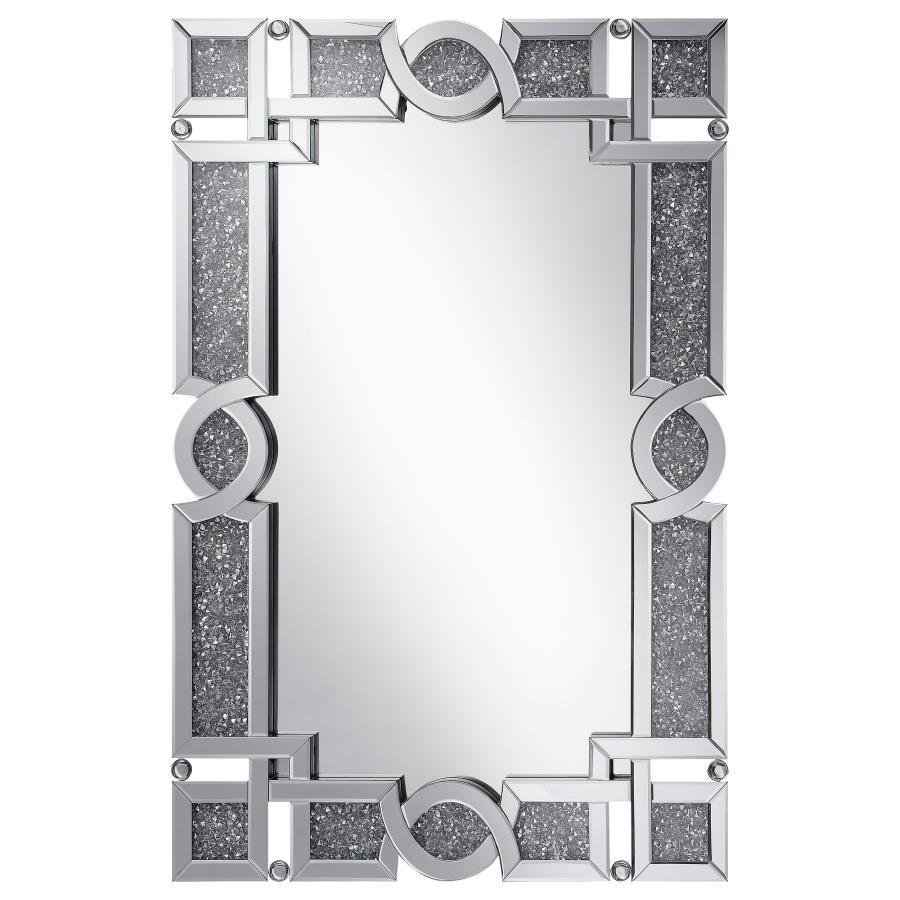 Jackie - Interlocking Wall Mirror With Iridescent Panels And Beads - Silver