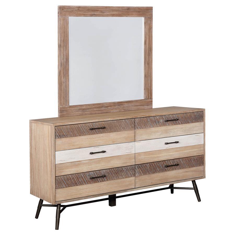 CoasterEssence - Marlow - 6-drawer Dresser With Mirror - Rough Sawn Multi - 5th Avenue Furniture