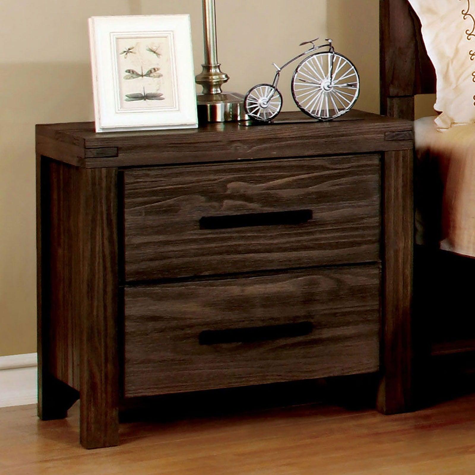 Furniture of America - Rexburg - Nightstand - Wire - Brushed Rustic Brown - 5th Avenue Furniture