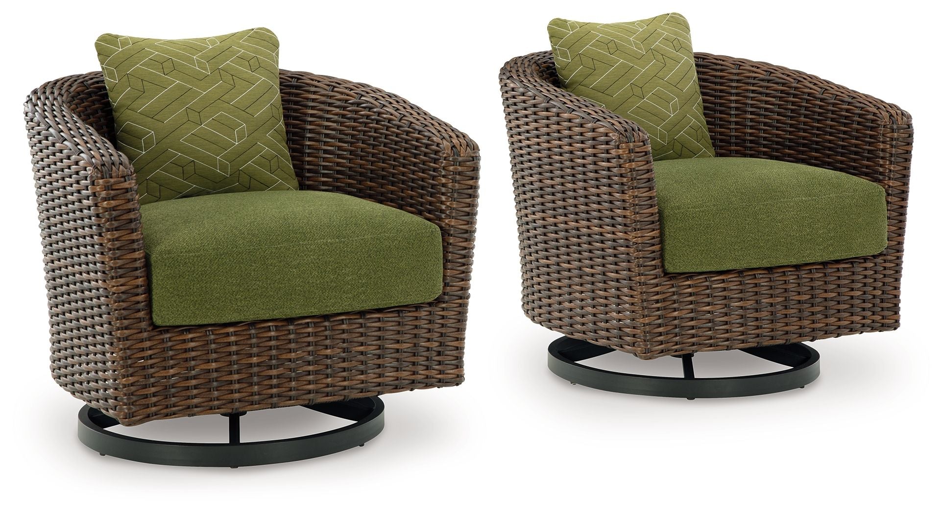 Horizon Hall - Brown / Green - Swivel Lounge With Cushion